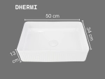 Vasque DHERMI 50x34 cm en céramique blanc mat. Lavabo rectangulaire design minimaliste avec parois fines. Garantie 10 ans. Livraison gratuite.