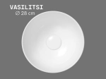 Vasque VASILITSI 28 cm ronde en céramique blanc brillant. Mini lavabo idéal WC et petites salles de bain. À poser, sans trop-plein. Garantie 10 ans. Livraison gratuite.