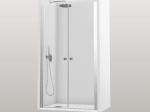 Porte de douche double battant, finition chrome