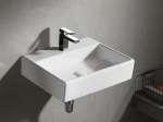 Lavabo ATALANTI 51 cm blanc brillant. Rectangulaire, mural ou à poser avec trou robinetterie. Sans trop-plein. Céramique UP-CLEAN. Garantie 10 ans.