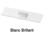 Plan vasque lavabo, sur mesure, Largeur 70 à 200 cm x Profondeur 40 à 80 cm, résine composite de haute qualité, Finition lisse blanc BRILLANT laqué ou mate, Livraison Offerte.
