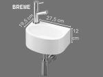 Lave-mains pour WC, suspendu semi-arrondi, parfait pour les espaces restreints, Largeur 27,5 cm, Profondeur 19,5 cm, Hauteur 12 cm, résine minéral, Livraison 5-7 jours OFFERTE.
