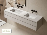 Commandez nos plans double vasque pour salle de bain, avec deux lavabos, sur mesure (120-201 cm x 40-51 cm) résine LIVRAISON OFFERTE
