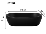 Vasque SYRNA ovale 50 cm en céramique noir mat. Lavabo design à poser avec technologies UP-SLIM et UP-CLEAN. Garantie 10 ans. Livraison gratuite.