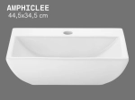 Lave-mains AMPHICLEE 44,5 cm blanc brillant. Rectangulaire, mural ou à poser avec trop-plein. Idéal écoles et bureaux. Garantie 10 ans. Livraison gratuite.
