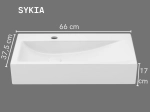 Lavabo SYKIA 66 cm blanc brillant. Rectangulaire biseauté, mural ou à poser, sans trop-plein. Design moderne. Garantie 10 ans. Livraison gratuite.