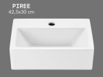 Lave-mains PIREE 42,5 cm blanc brillant. Rectangulaire, mural ou à poser avec trop-plein. Idéal écoles et bureaux. Garantie 10 ans. Livraison gratuite.