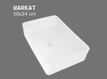 Vasque MARKAT 50x34 cm en céramique blanc brillant. Lavabo rectangulaire design moderne avec parois fines. Garantie 10 ans. Livraison gratuite.
