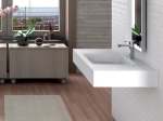 Plan vasque Design, fabrication sur mesure, Largeur 60 à 200 cm x Profondeur 40 à 60 cm, résine minérale ACRYSTONE® SOLID-SURFACE Finition lisse blanc mate, Livraison Offerte et Rapide.