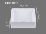 Vasque KASSIOPI 34,5 cm en céramique blanc brillant. Lavabo rectangulaire design à poser avec technologies UP-SLIM et UP-CLEAN. Livraison gratuite.