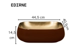 Vasque EDIRNE 44,5x40,5  cm en céramique bordeaux et or mat. Lavabo rectangle design à poser, idéal salle de bain luxe. Garantie 10 ans.Livraison gratuite.