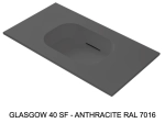 Plan vasque système d’évacuation discret L 50 à 201 x P 40 à 51 cm, finition lisse mate, 10 couleurs, Anti bactérien, résine Akrytan® teinté dans la masse, Livraison Offerte.