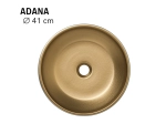 Vasque ADANA 41 cm en céramique bleu mat et or mat. Lavabo rond design à poser avec finition premium. Garantie 10 ans. Livraison gratuite.