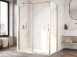 Paroi de douche coulissante, avec retour fixe, or - TOURS