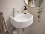 Lave-mains compact STERNA 42 cm blanc brillant. Version gauche, mural ou à poser. Idéal WC et petite salle de bain. Garantie 10 ans. Livraison gratuite.