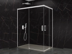 Paroi de douche coulissante d'angle, retour latéral coulissant, blanc AVIGNON