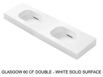 Plan double vasques système d’évacuation discret L 50 à 201 x P 40 à 51 cm, finition lisse mate, 10 couleurs, Résine Anti-bactérien Akrytan® teinté dans la masse, Livraison Offerte