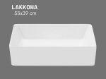 Vasque LAKKOMA 55 cm en céramique blanc brillant. Lavabo rectangulaire design à poser avec technologies UP-SLIM et UP-CLEAN. Livraison gratuite.