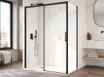 Paroi de douche coulissante, avec retour fixe, noir - TOURS