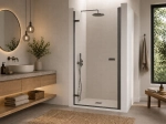 Porte de douche battante, sur mesure, metal gun, verre 8 mm - BRAY