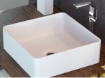 Vasque lavabo design carré, à poser, Couleur blanc mat, Finition lisse, Solid-Surface, Taille : 36 x 36 x 10,5 cm - Stock disponible ! LIVRAISON OFFERTE
