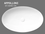 Vasque APPOLLONI ovale 67,5 cm en céramique blanc brillant. Lavabo design grand format à poser, technologie UP-SLIM. Garantie 10 ans. Livraison gratuite.