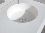 Plan vasque lavabo circulaire ⦰ 35 cm sur mesure Largeur 50 à 201 x P 40 à 51 cm Finition lisse 10 couleurs au choix, Anti bactérien Résine Akrytan® dans la masse Livraison Offerte.