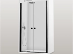 Porte de douche double battant, finition noire
