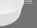 Vasque ALIKO 37,4 cm blanc mat en céramique. Lavabo rond design à poser avec cuve haute et parois fines. Garantie 10 ans. Livraison gratuite.