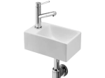 Lave-mains pour toilettes, suspendu et compacte, en céramique blanche, Largeur 30 cm, Profondeur 18 cm, Hauteur 11 cm, Livraison 5-7 jours OFFERTE.