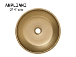 Vasque AMPLIANI 41 cm ronde en céramique blanc antique et intérieur or mat. Design élégant à poser, sans trop-plein. Garantie 10 ans. Livraison gratuite.