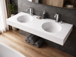 Plan vasque lavabo circulaire ⦰ 35 cm sur mesure Largeur 100 à 201 x P 40 à 51 cm Finition lisse 10 couleurs au choix, Anti bactérien Résine Akrytan® dans la masse Livraison Offerte.