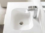 Plan vasque suspendu, double lavabos intégrés au angle arrondi L. 120 à 200 cm x 40 à 60 cm, résine minérale ACRYSTONE®  Finition lisse mate, Livraison Offerte et Rapide.