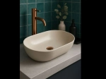 Vasque ANKARA 50 cm en céramique beige mat. Lavabo ovale design à poser avec technologies UP-SLIM et UP-CLEAN. Garantie 10 ans. Livraison gratuite.