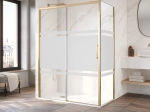 Paroi de douche coulissante, avec retour fixe, or, verre opaque - TOURS