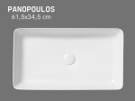 Vasque PANOPOULOS rectangulaire 61,5 cm en céramique blanc mat. Lavabo design à poser avec technologies UP-SLIM et UP-CLEAN. Livraison gratuite.