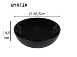 Vasque MYRTIA ronde 38,5 cm en céramique noire brillante. Design avec texture décorative. À poser, sans trop-plein. Garantie 10 ans. Livraison gratuite.