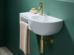 Lave-mains suspendu SOFIKO 62,5 cm blanc brillant avec plan latéral et porte-serviettes. Avec trop-plein. Idéal salle de bain et hôtel. Garantie 10 ans. Livraison gratuite.