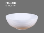Vasque POLIANI ronde 38,5 cm en céramique blanc brillant. Design avec texture décorative. À poser, sans trop-plein. Garantie 10 ans. Livraison gratuite.