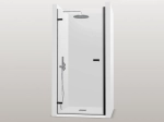 Porte de douche battante, sur mesure, noire, verre 8 mm - BRAY