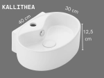 Lave-mains KALLITHEA 40 cm blanc brillant. Mural ou à poser, ovale avec trop-plein. Idéal WC et petites salles de bain. Garantie 10 ans. Livraison gratuite.