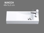 Lave-mains pour toilettes, suspendu et compacte, parfait pour les espaces restreints, Largeur 48 cm, Profondeur 16,5 cm, Hauteur 10 cm, résine minéral, Livraison 5-7 jours OFFERTE.
