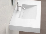 Plan vasque lavabo sur mesure : L 60 à 201 x P 40 à 51 cm, finition lisse mate, 10 couleurs au choix, Anti bactérien, résine Akrytan® teinté dans la masse, Livraison Offerte.