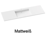 Plan vasque lavabo, sur mesure, Largeur 61 à 200 cm x Profondeur 46 à 80 cm, résine composite de haute qualité, Finition lisse blanc BRILLANT laqué ou mate, Livraison Offerte.