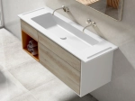 Plan vasque lavabo sur mesure : L 130 à 201 x P 40 à 51 cm, finition lisse mate, Solid-Surface, Anti bactérien, résine Akrytan® teinté dans la masse, Livraison Offerte.