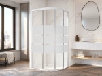Paroi douche quart de rond, sur mesure, blanc, verre opaque