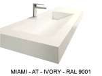 Plan vasque caniveau, sur mesure, Largeur 60 à 200 cm x Profondeur 40 à 60 cm, résine minérale de couleurs ACRYSTONE®, Finition lisse, Livraison Offerte et Rapide.