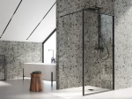 Paroi de douche fixe avec contour de profilés en aluminium, L. 80 à 160 cm, Hauteur 195 cm, verre sécurité 8 mm, traité anti-calcaire STOCK DISPONIBLE livraison offerte et rapide.
