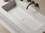 Plan vasque lavabo de 80 cm, sur mesure, Largeur 100 à 200 cm x Profondeur 46 à 80 cm, résine composite de haute qualité, Finition lisse blanc BRILLANT laqué, Livraison Offerte.