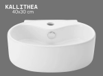 Lave-mains KALLITHEA 40 cm blanc brillant. Mural ou à poser, ovale avec trop-plein. Idéal WC et petites salles de bain. Garantie 10 ans. Livraison gratuite.